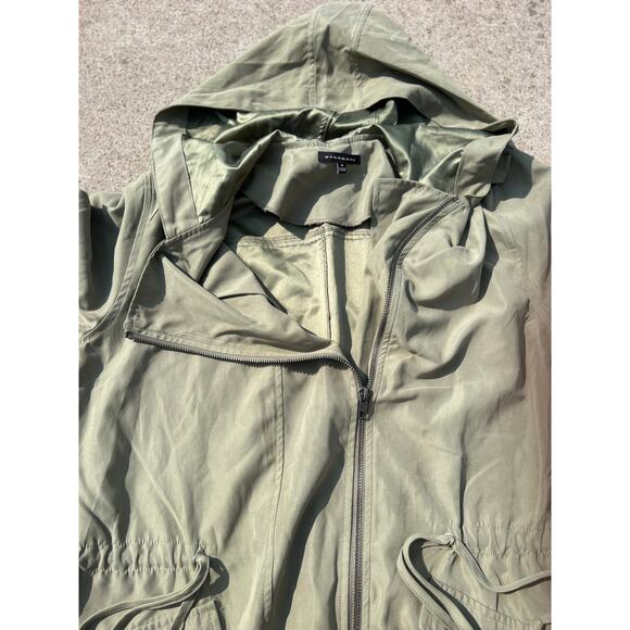 Staccato Olive Utility Parka Jacket Medium Hooded Roll-Up Sleeve Gorpcore Safari - Picture 2 of 9